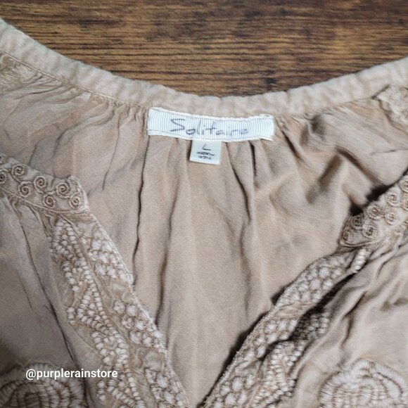 Solitare Floral Embroidered Top L Crochet Lace Coquette Ethereal Country Girl - Picture 4 of 12